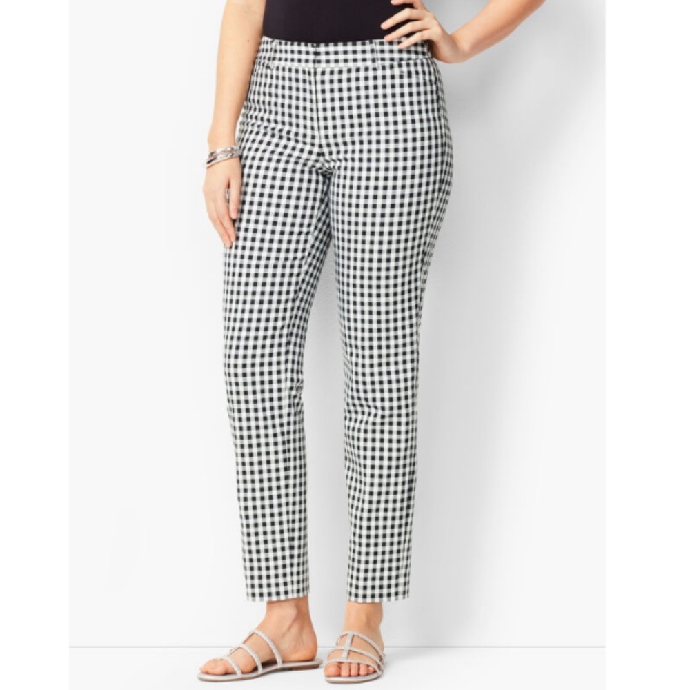 Talbots Hampshire Ankle Pants Black and White Gingham Print